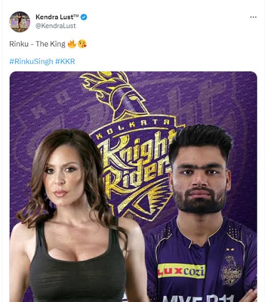 IPL 2023: Adult star Kendra Lust sends SPECIAL GIFT for Rinku Singh with a photoshopped image