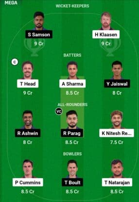 IPL 2024, Q2, SRH vs RR: Dream11 Prediction Today Match